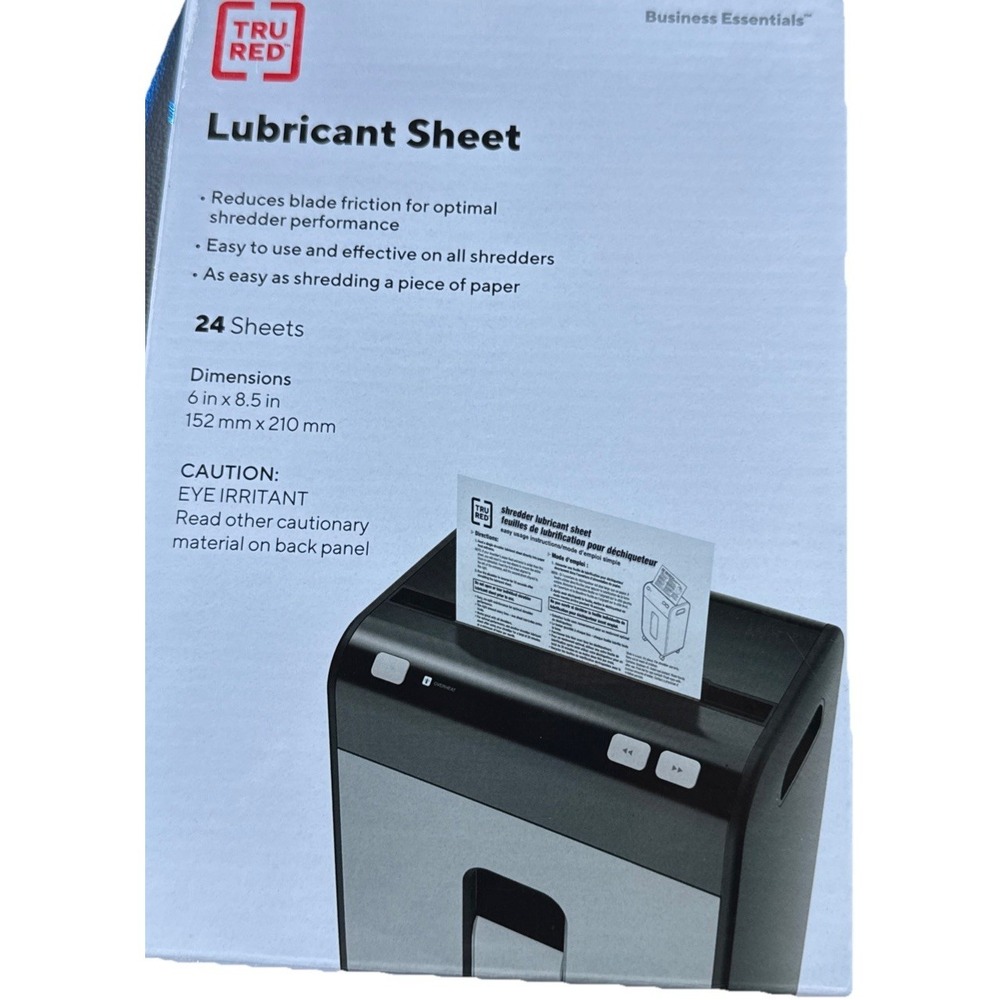 Staples TRU RED Shredder Lubricant Sheets, 8.5" x 6", 24/Pack (36395)